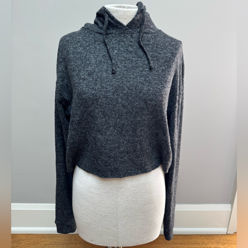 Topshop cropped Charcoal Gray Hoodie